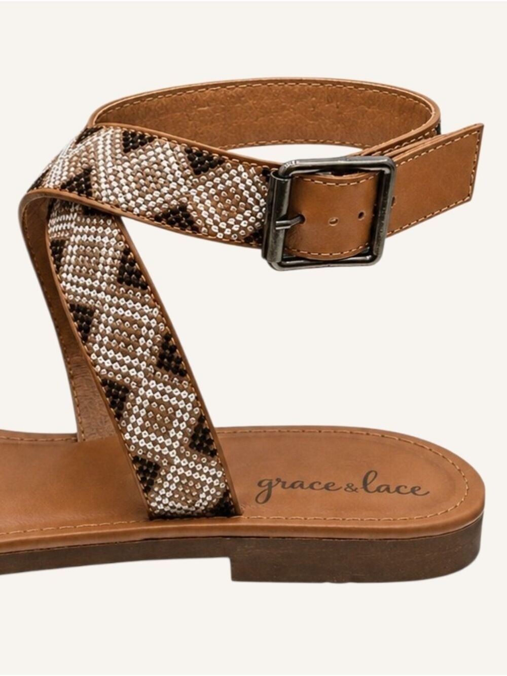 Grace & Lace Embroidered Sandals Sz 10 Coastal Chic Resortwear NWT - Picture 8 of 11